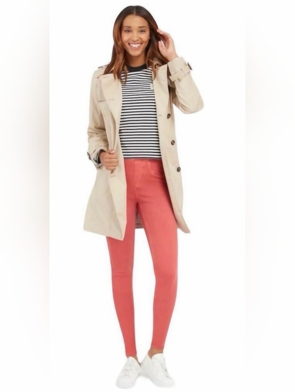$98 Spanx Ankle Jean-ish Leggings Nantucket Red 20018R Sz M
